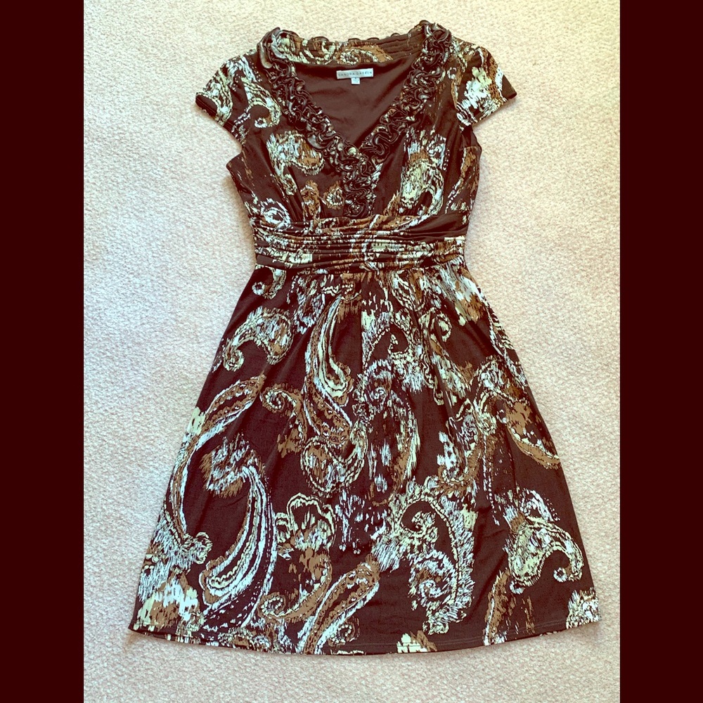 Sandra Darren Brown Paisley Pattern Dress Women 8